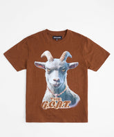 Goat Rhinestone Short Sleeve Tee - Brown